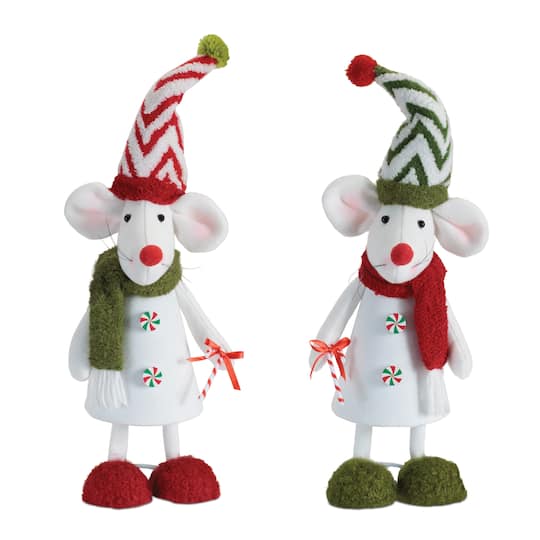 Melrose 17.75" Holiday Plush Mouse Figurines Set
